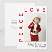 Love Peace Photo Kerstfeestdag Card Feestdagenkaart (Voorkant / Achterkant)