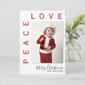 Love Peace Photo Kerstfeestdag Card Feestdagenkaart (Staand voorkant)