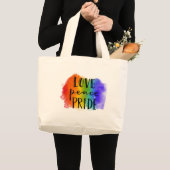 Love Peace Pride Grote Tote Bag (Voorkant (product))