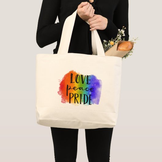 Love Peace Pride Grote Tote Bag (Voorkant (product))
