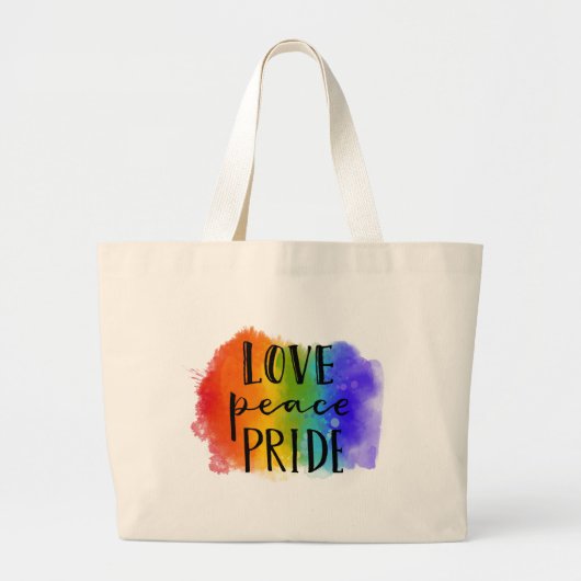 Love Peace Pride Grote Tote Bag (Voorkant)