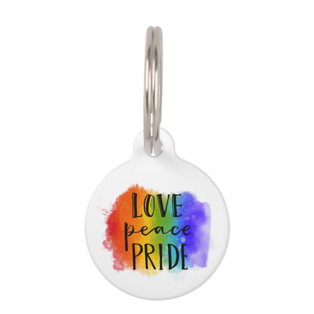 Love Peace Pride Huisdierpenning (Voorkant)