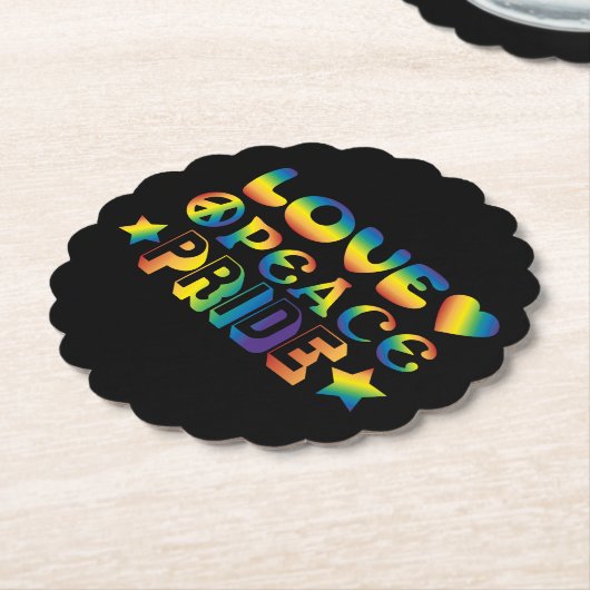 Love Peace Pride Kartonnen Onderzetters (Gekanteld)