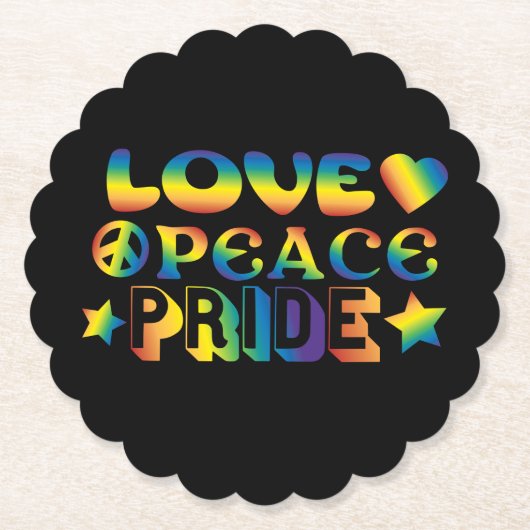 Love Peace Pride Kartonnen Onderzetters (Voorkant)