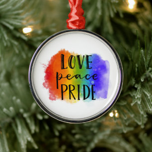 Love Peace Pride Metalen Ornament