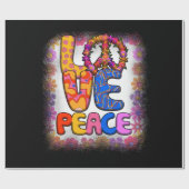 Love Peace Retro 60s & 70s Floral Hippie Peace Cadeaupapier (Vlak)