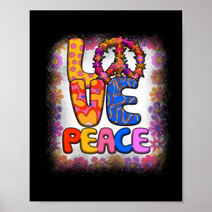 Love Peace Retro 60s & 70s Floral Hippie Peace Poster