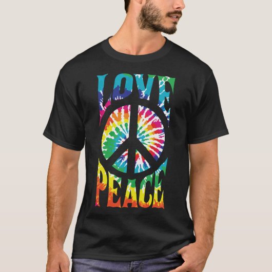 Love-Peace-Retro-70s-Floral T-shirt (Voorkant)