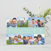 Love Peace Script Blue Band Modern 6 Foto Feestdagenkaart (Staand voorkant)