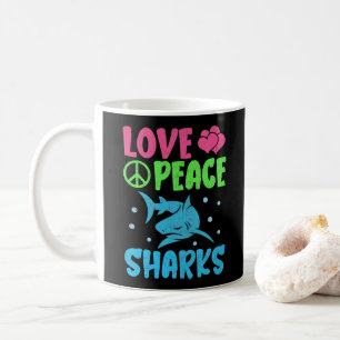 Love Peace Sharks Schattige Zee Animals Sharks Lov Koffiemok