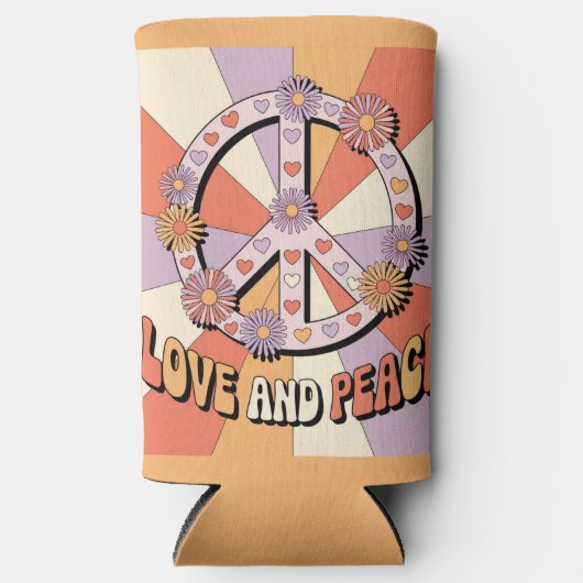 Love Peace Sign Flowers Can Sleeve Seltzer Blikjeskoeler (Voorkant)