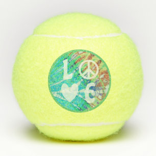 Love Peace Sign Heart Fun Hippie Boho Blauwgroen T Tennisballen