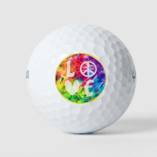 Love Peace Sign Heart Fun Hippie Rainbow Tie Dye Golfballen (Voorkant)