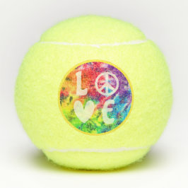 Love Peace Sign Heart Fun Hippie Rainbow Tie Dye Tennisballen