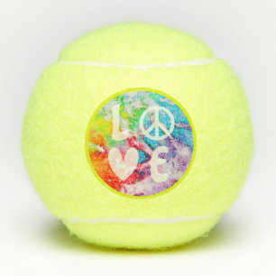Love Peace Sign Heart Waterverf Rainbow Tie Dye Tennisballen