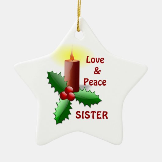 Love & Peace Sister - Candle & Flowers Ornament (Voorkant)