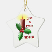 Love & Peace Sister - Candle & Flowers Ornament (Links)