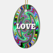 LOVE PEACE ( tweezijdig ) Keramisch Ornament (Links)