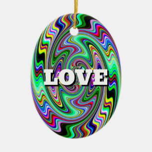 LOVE PEACE ( tweezijdig ) Keramisch Ornament