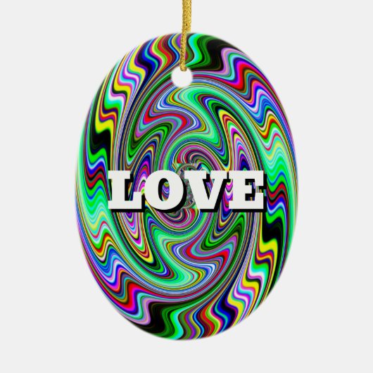 LOVE PEACE ( tweezijdig ) Keramisch Ornament (Voorkant)