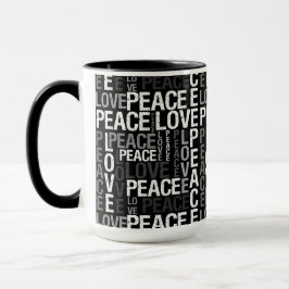 Love Peace Typography Tweekleurige Koffiemok