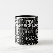 Love Peace Typography Tweekleurige Koffiemok (Center)