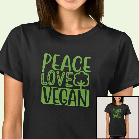 Love Peace Vegan - op donkere kleur T-shirt