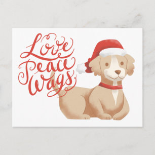 Love Peace Wags Cute Santa Dog Kerstmis Feestdagenkaart