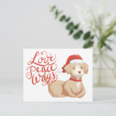 Love Peace Wags Schattige Kerstman Hond Kerst Feestdagenkaart (Staand voorkant)