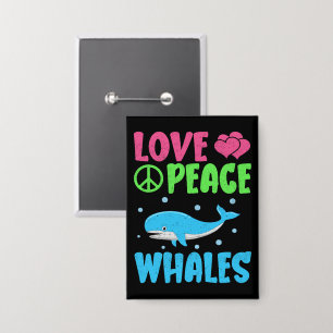Love Peace Whales Schattige Zee Animals Walvislief Button