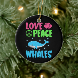 Love Peace Whales Schattige Zee Animals Walvislief Keramisch Ornament