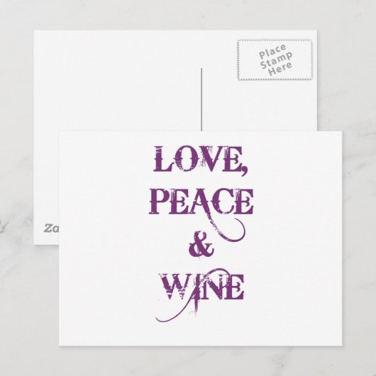 Love Peace Wine Briefkaart (Voorkant / Achterkant)