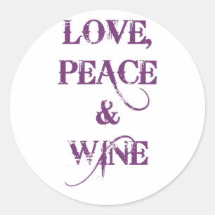 Love Peace Wine Ronde Sticker