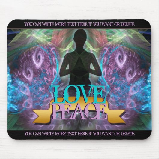 Love Peace Zen Yoga Fractal Art Mousepad Muismat (Voorkant)