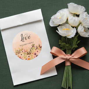 Love Peach Country Garden Waterverf bruiloft Ronde Sticker