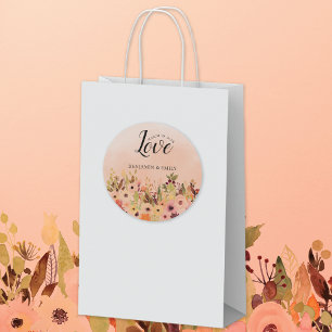 Love Peach Country Garden Waterverf bruiloft Ronde Sticker