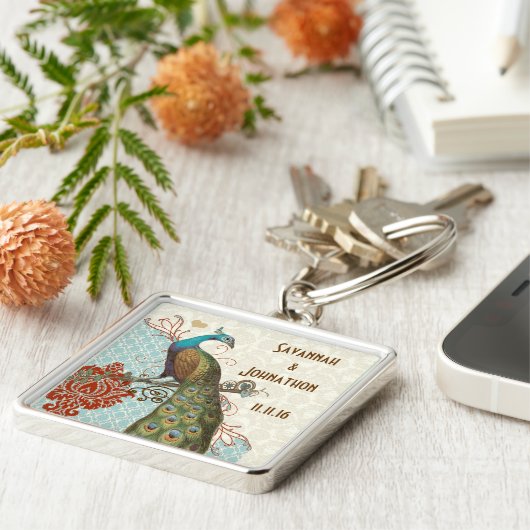  Love Peacock Wedding Sleutelhanger (Zijkant)