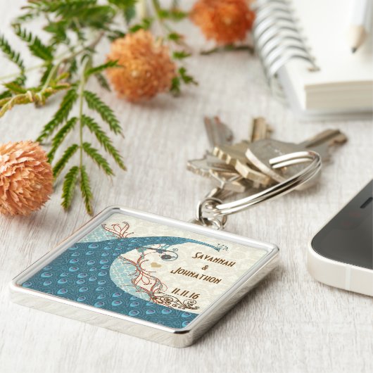 Love Peacock Wedding Sleutelhanger (Zijkant)