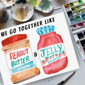 LOVE Peanut Butter en Jelly Waterverf FRIENDS Briefkaart