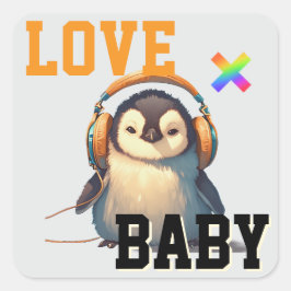LOVE × PENGUIN - Custom スケートボード Vierkante Sticker
