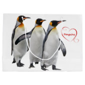 Love Penguins Gift Bag (kies uw kleur) Large Cadeautasje (Achterkant)