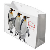Love Penguins Gift Bag (kies uw kleur) Large Cadeautasje (Achterkant Gekanteld)