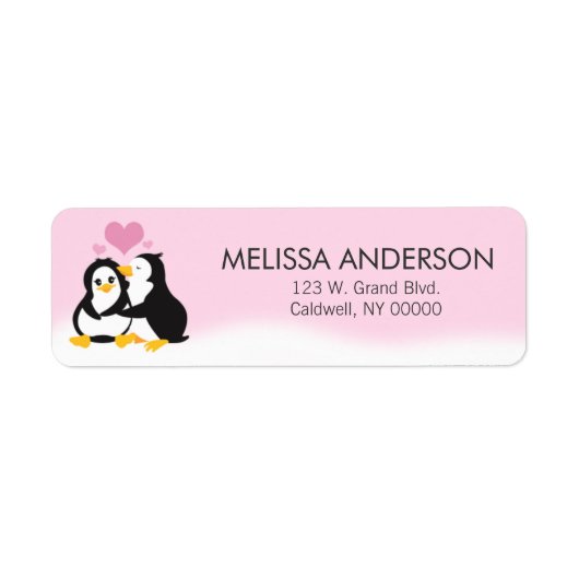 Love Penguins Return Address Labels (Voorkant)
