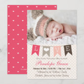 Love Pennant Valentijn Birth Announcement Feestdagenkaart (Voorkant / Achterkant)