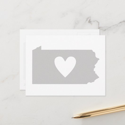 Love Pennsylvania Gray State Map Shape Adore Heart Briefkaart (Voorkant / Achterkant in situ)