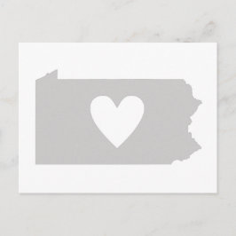 Love Pennsylvania Gray State Map Shape Adore Heart Briefkaart
