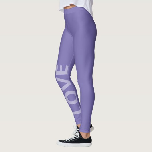 Love Periwinkle Blue Monochrome Classic Text Leggings (Links)