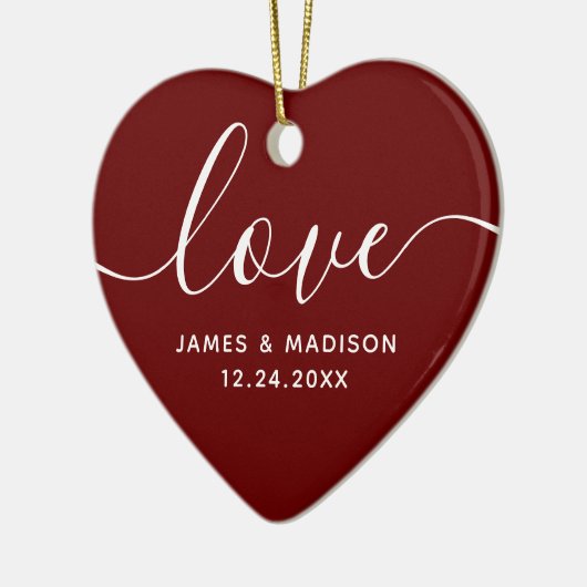 Love Personalized Couples Burgundy Photo Ornament (Links)