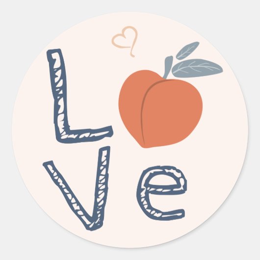 LOVE Perzik ontwerp met hart vorm Ronde Sticker (Voorkant)