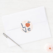 LOVE Perzik ontwerp met hart vorm Ronde Sticker (Envelop)